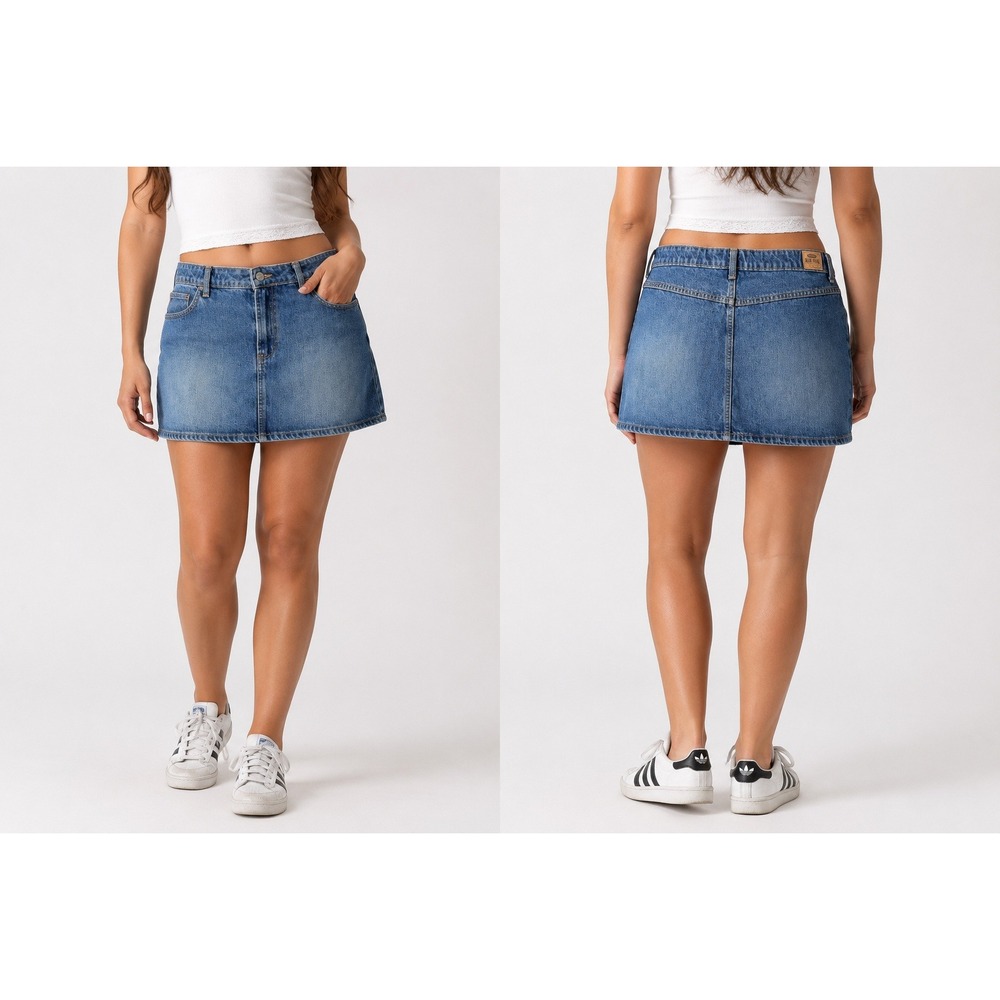 Vintage Y2K Old Navy Blue Jeans Women's Way Low Denim Mini Skirt Jean Size 16
